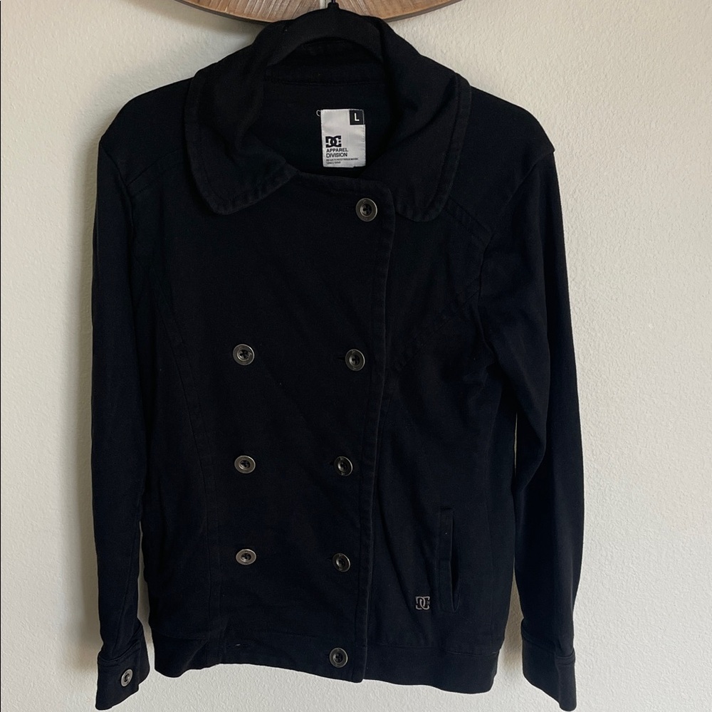 DC Black Large Peacoat button up front